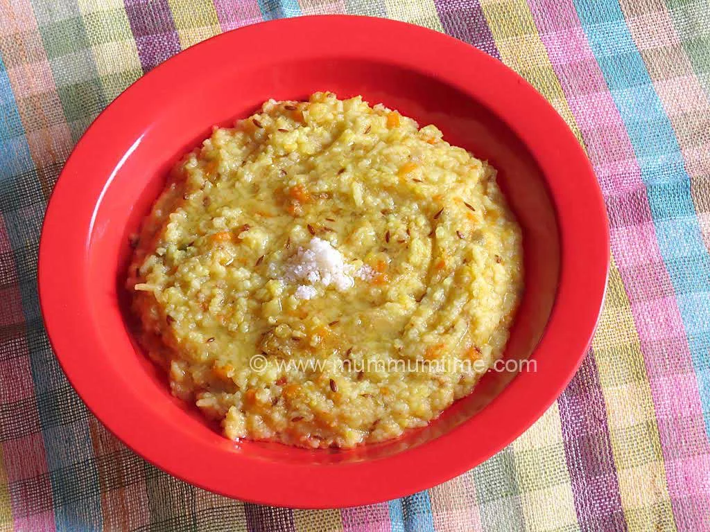 Moong Daal Khichdi Served in a Plate